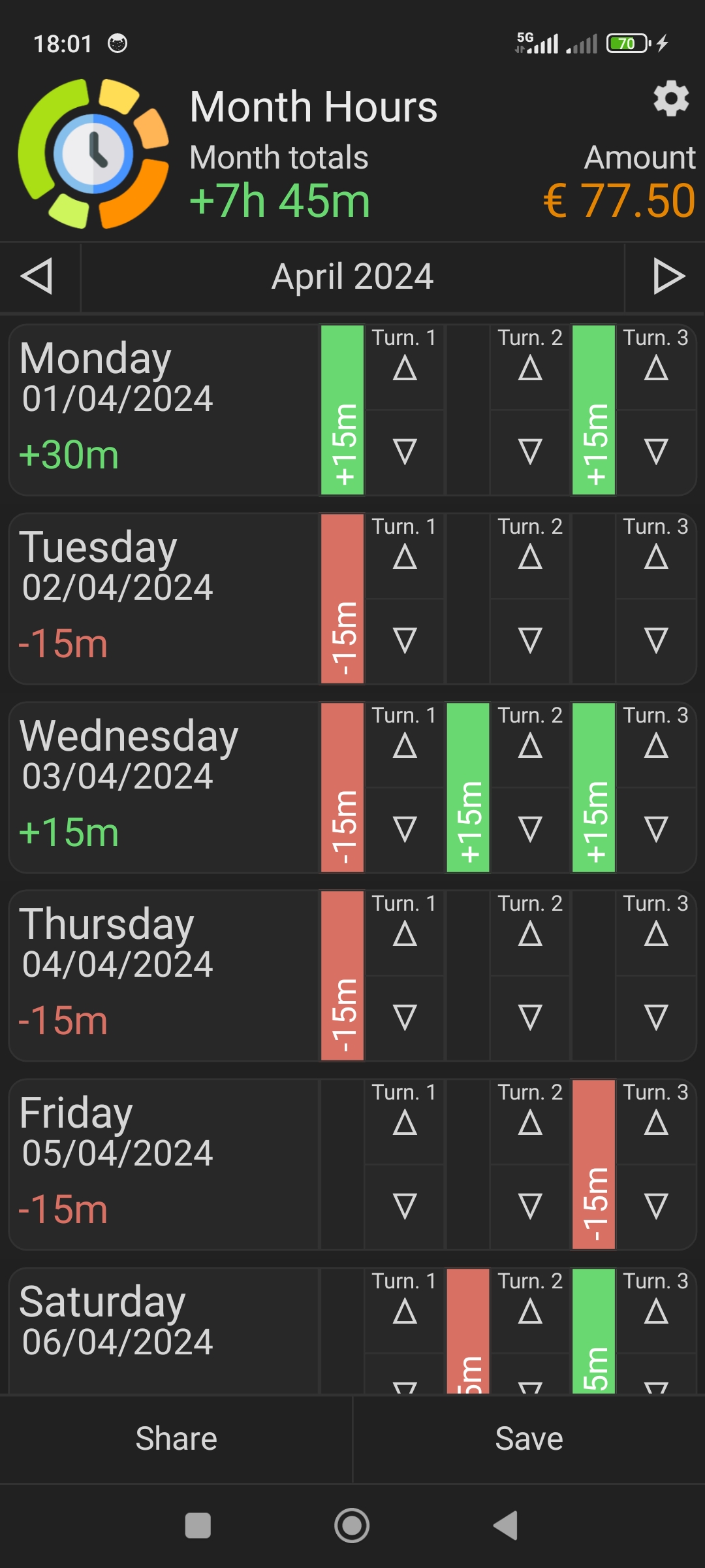 extra hours timeline dark