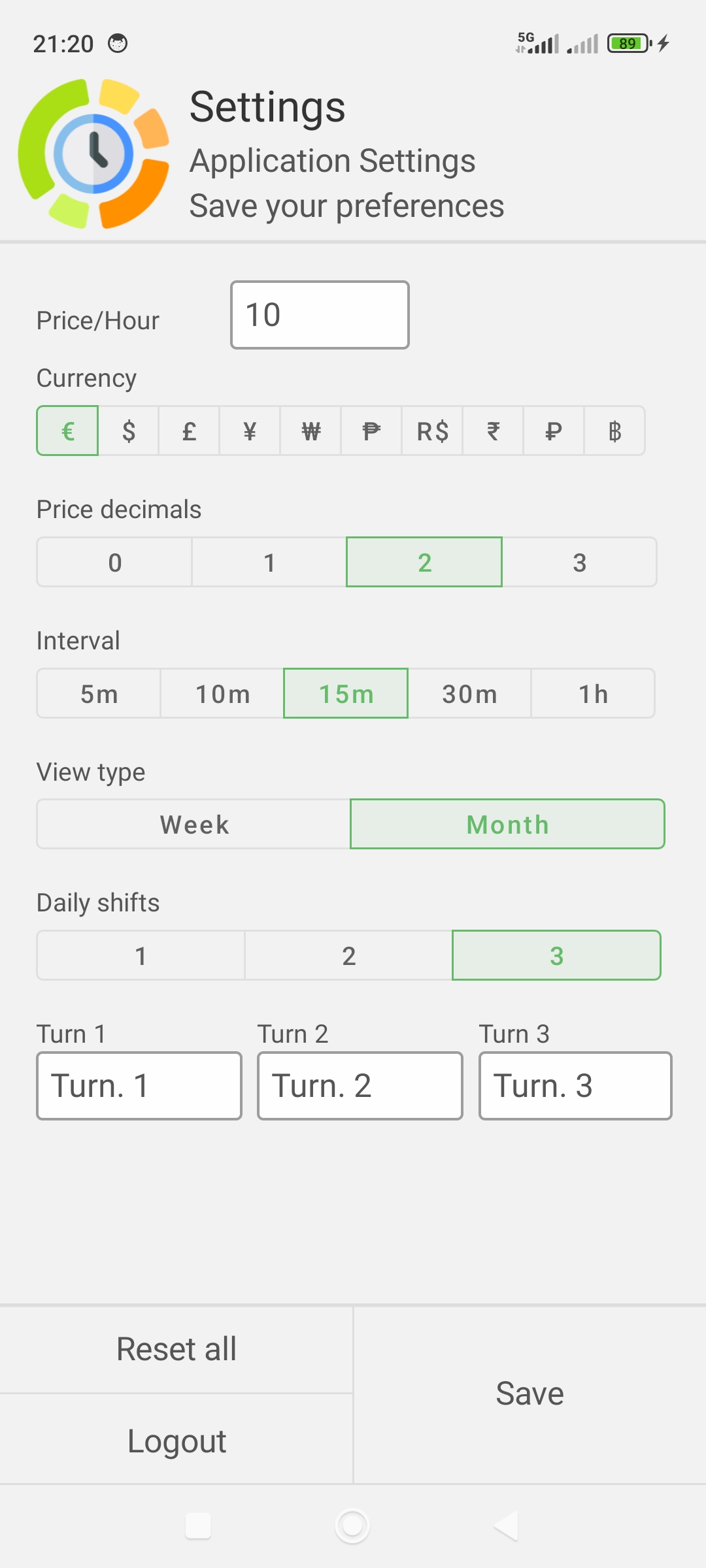 extra hours settings white
