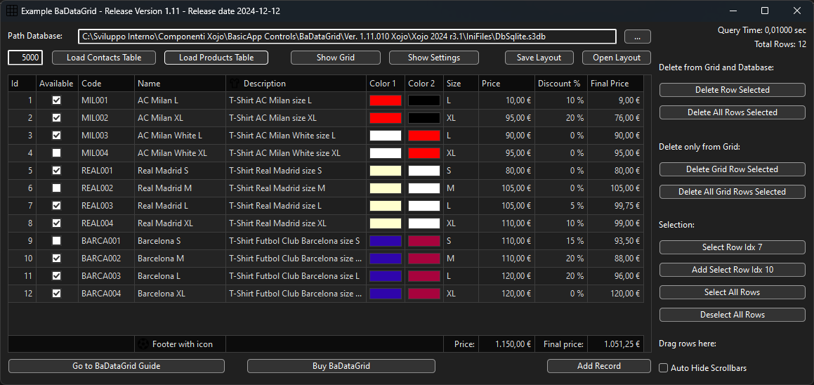 BasicApp Xojo DataGrid 2 dark