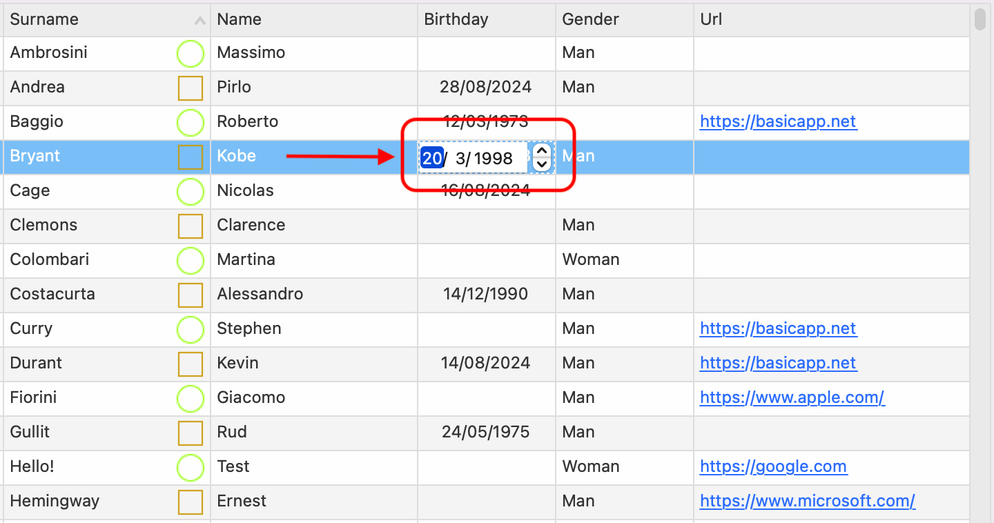 BasicApp Xojo DataGrid date edit